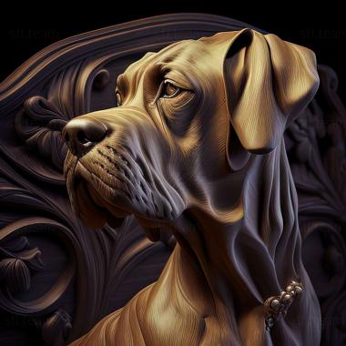 3D model Great Dane of Bordeaux dog (STL)